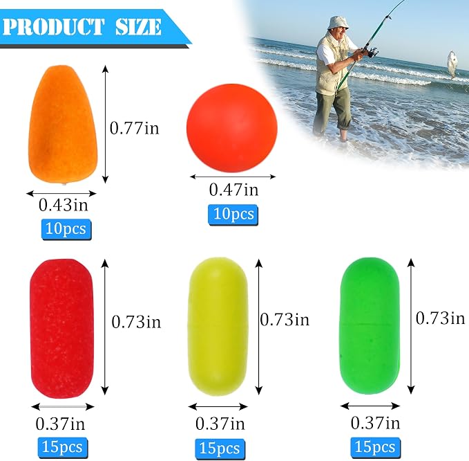 AGOOL Pompano Rigs Fishing Floats Bobbers Snell Float Foam Fishing Rig Floats Live Bait Walleye Rig Making Accessories Bullet Cylinder Float for Trout Catfish