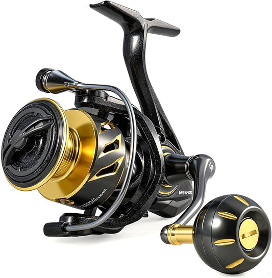 Sougayilang Spinning Reel – 26LB Drag & Loud Metal Clicker, 5.2:1 Gear Ratio, 13+1 Bearings, 4-Point Waterproof, CNC Aluminum Spool & Handle for Bass Trout Salmon