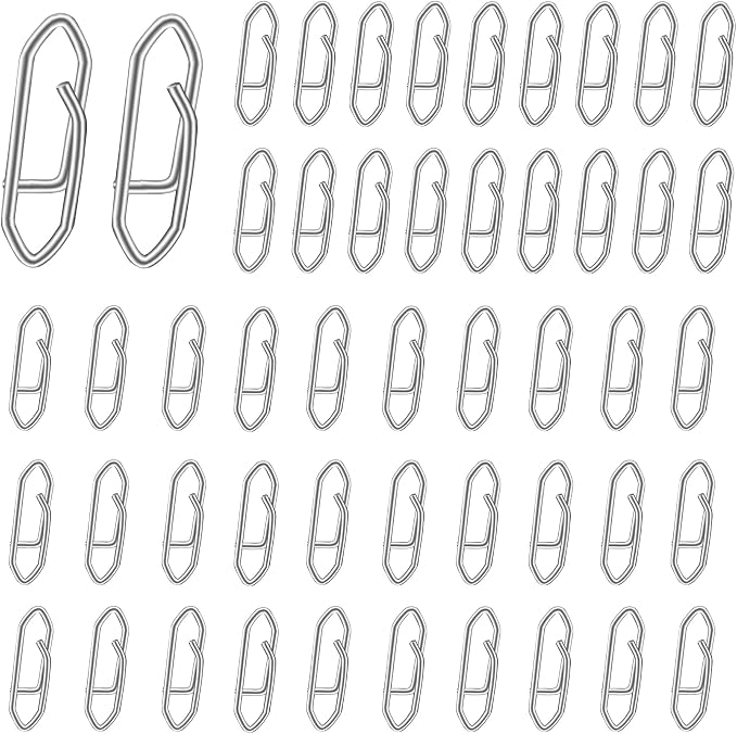 Quacc 50 PCS Fishing Power Speed Clips, Strong Stainless Steel Lure Quick Snaps Connector Tackle for Fishing Lure Crankbait Popper Corks Rigs Quick Change Freshwater Saltwater