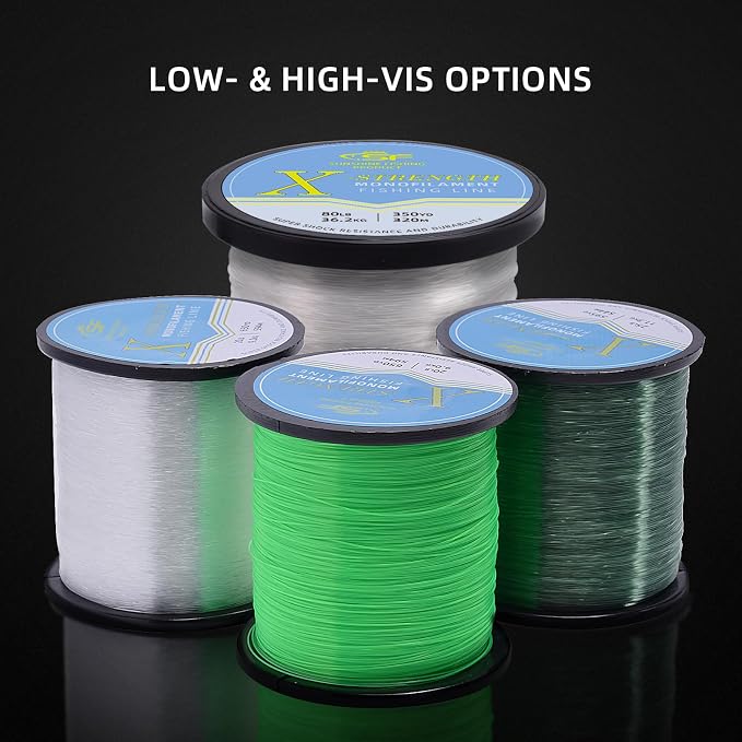 SF Monofilament Fishing Line Premium Spool X-Strong Mono Nylon Material Leader Line for Saltwater Freshwater 8/10/12/15/20/25/30/40/50/60/80/100LB