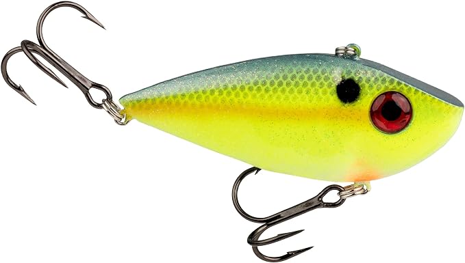 Strike King Red Eyed Shad Fishing Lure, Lipless Crankbait, Free-Floating Internal Rattles, 3D Eyes, Premium Size 3 Treble Hooks, Sinking
