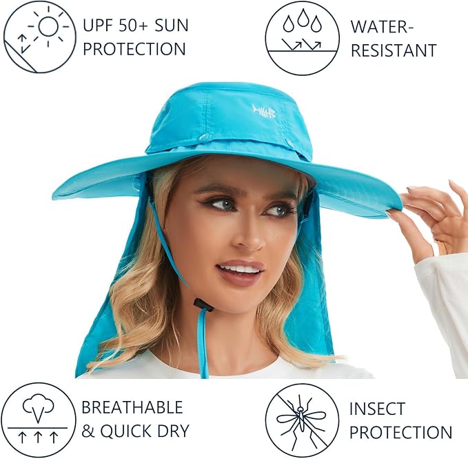 BASSDASH UPF 50+ Mosquito Sun Hat with Hidden Head Net and Neck Flap for Men Women Outdoor Fishing Hiking Camping