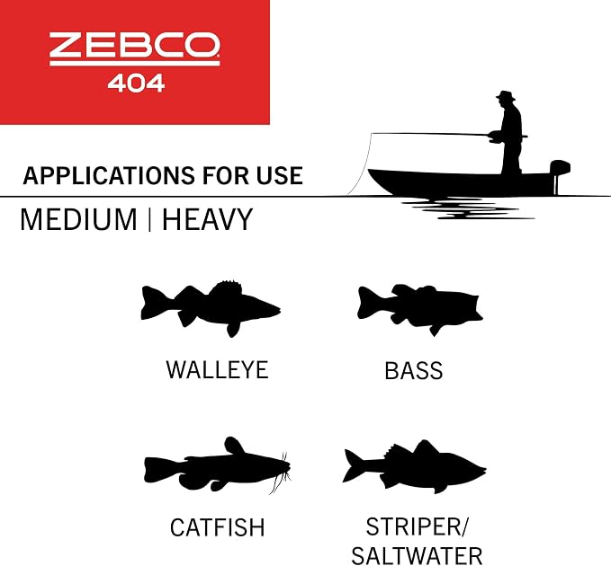 Zebco 404 Spincast Fishing Reel,Built-in Bite Alert, Durable All-Metal Gears, Stainless Steel Pick-up Pin, Pre-Spooled with 15-Pound Zebco Fishing Line