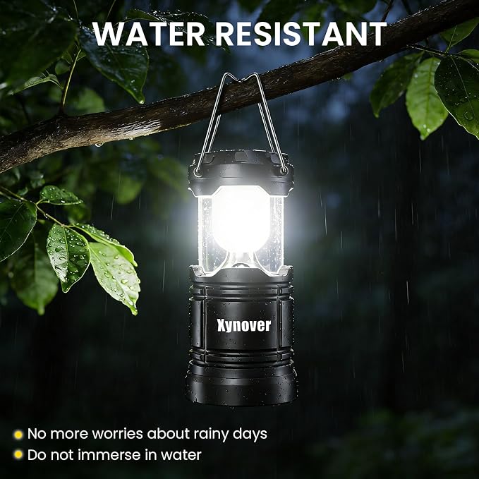 4-Pack Portable Camping Lanterns,LED Battery Powered Lights Tent Lamp Magnetic Base,Hanging Hook,Collapsible, Waterproof for Emergency, Hiking,Hurricane,Campsites,Lanterns for Power Outages