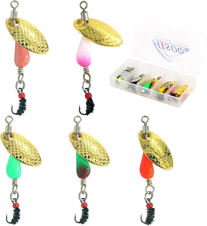 Trout Spinners - Fly Trout Fishing Lures for Bass Salmon Pike, Smallmouth Bass Lures with Brass Spinner for Lake River Fishing