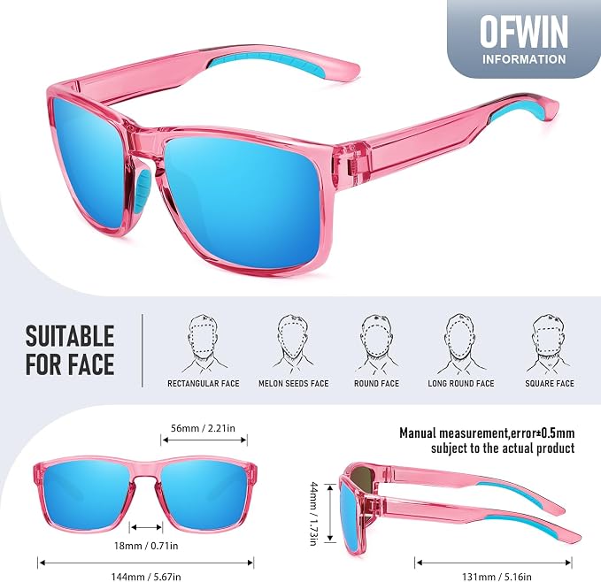 Sports Polarized Sunglasses for Men Women UV Protection Unbreakable Driving Running Fishing Hiking Sun Glasses