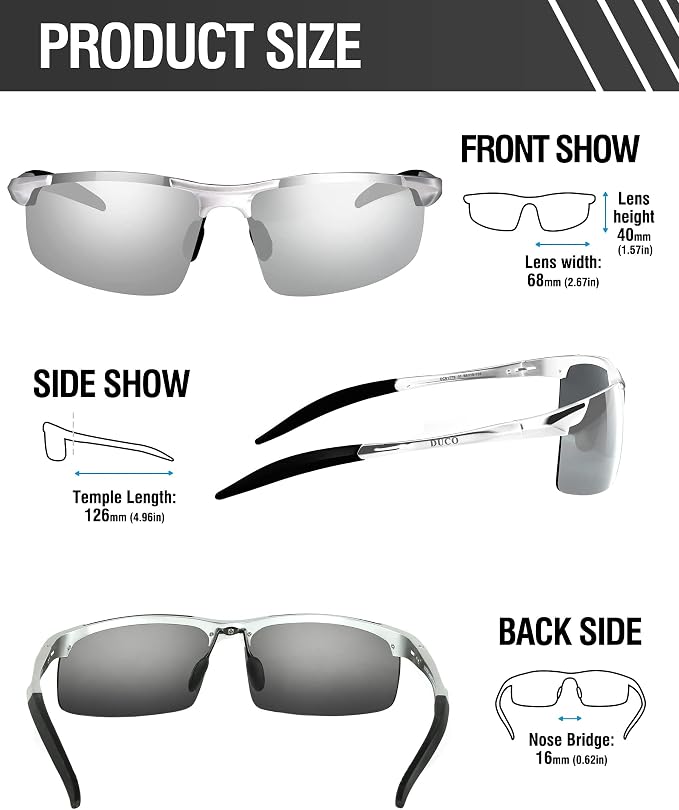 DUCO Mens Sports Polarized Sunglasses UV Protection Sunglasses for Men 8177s