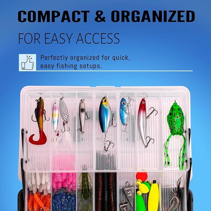 448-Pcs Fishing Lures Kit – Complete Large 3-Layer Tackle Box Set with Hooks, Weights, Bobbers, Pliers, Rigs, Leaders & Accessories for Men, Kids, Beginners, Gear gift choice for Fathers Day