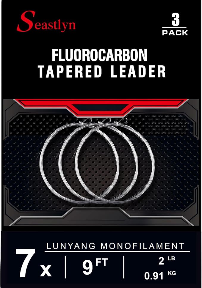 3 Packs Pre-Tied Loop Fly Fishing Tapered Leader Fluorocarbon 7.5FT 9FT 12FT 0X 1X 2X 3X 4X 5X 6X 7X 8LB-26LB