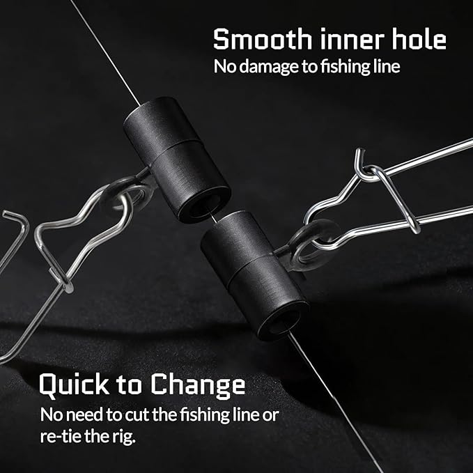 FishTrip Sinker Slides for Fishing Rigs - 25/50/100pcs Duo Lock Snaps for Fishing Line Heavy Duty Weights Sinkers Saltwater Connector Accessories