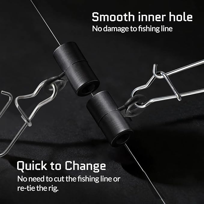 FishTrip Sinker Slides for Fishing Rigs - 25/50/100pcs Duo Lock Snaps for Fishing Line Heavy Duty Weights Sinkers Saltwater Connector Accessories