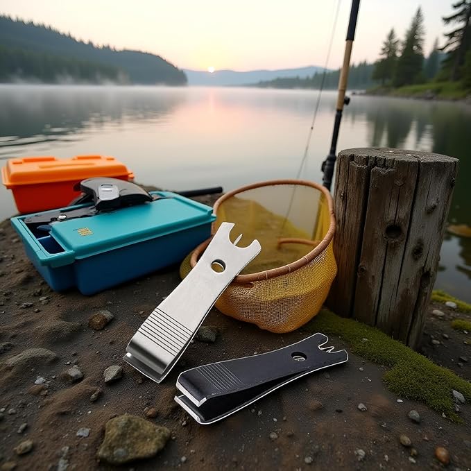 2 Pcs Fishing Line Cutter Nipper with Hook Eye Cleaner Pin Stainless Steel Scissors Cutting Tool Fishing Line Cutter Nipper with Hook Eye Cleaner Pin Multi Functional Accessories Hunting and