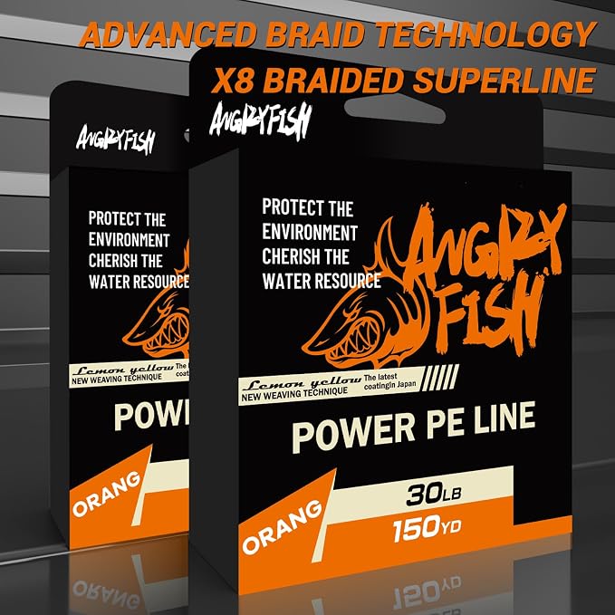ANGRYFISH 8 Strand PE Braided Fishing Line - High-Visibility to Anglers, Invisible to Fish - Ultra-Strong & Abrasion Resistant - Thinner Diameter for Longer Casts - Pink/Orange - Saltwater/Freshwater