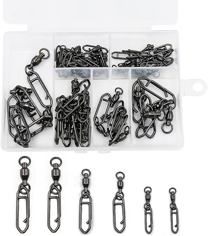 50Pcs High Strength Fishing Swivels | Ball Bearing Snap Swivels with Stainless Steel| Saltwater/Freshwater Quick-Change Snap Swivels for Catfishing Tackle,Lures