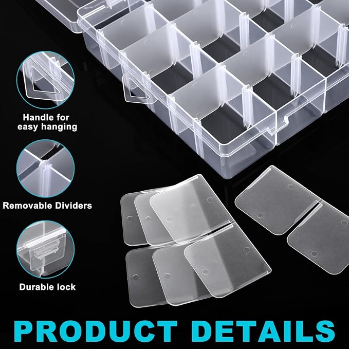 Clear Visible Plastic Storage Box with Removable Dividers, 36 Grids, Suitable for Jewelry, Screws Hardware Accessories Organizer, Crafts, Fishing Tackle