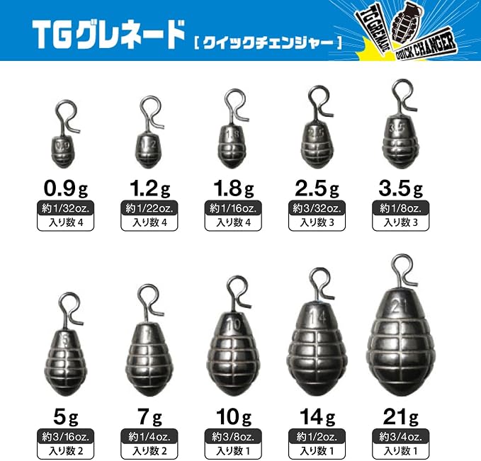 VARIVAS Silver Tungsten Drop Fishing Weight TG Grenade Quick Changer