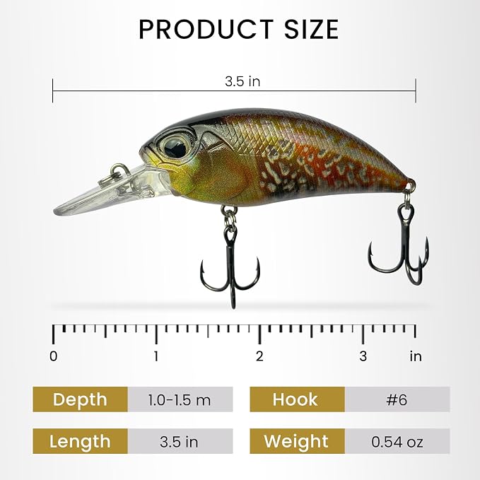 Pristis Lifelike Fishing Plugs for Bass Muskie Walleye, Slow Sinking Swimbaits for Saltwater Freshwater, Shallow Deep Diving Crank Hard Baits Lure Set with Reinforced Treble Hooks for Pike Crappie