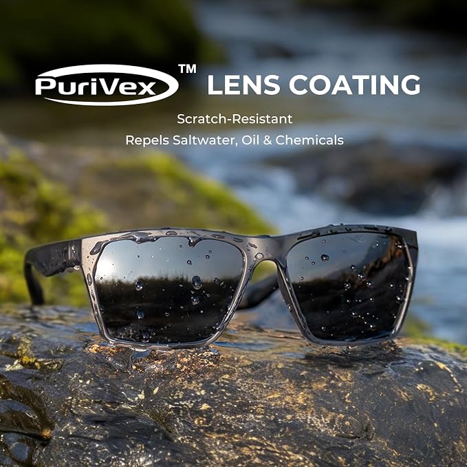 KastKing Beartrap Polarized Sports Fishing Sunglasses, With PuriVex Protective Lens Coating, Square Frame Design, Men Women