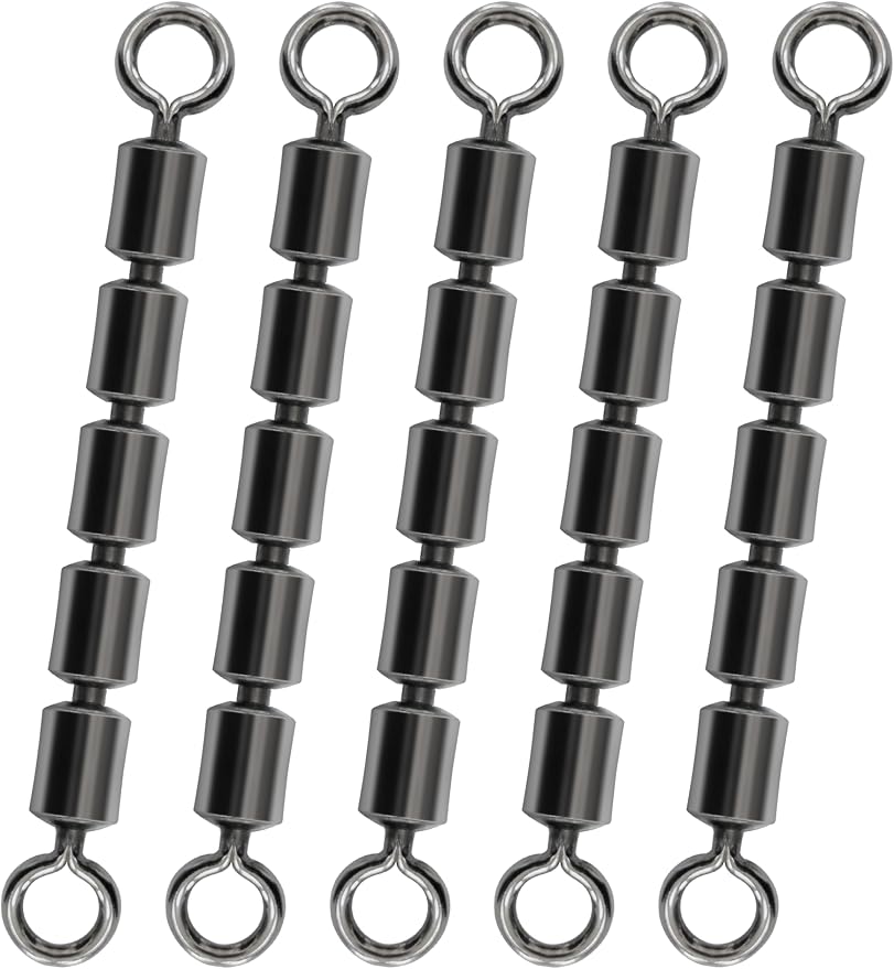 BLUEWING Fishing Barrel Swivels 84lbs/126lbs/209lbs High Speed Multi Link 5 Roller Chain Fishing Swivels Leader Lure Connectors Saltwater Freshwater Tackle, 10pcs