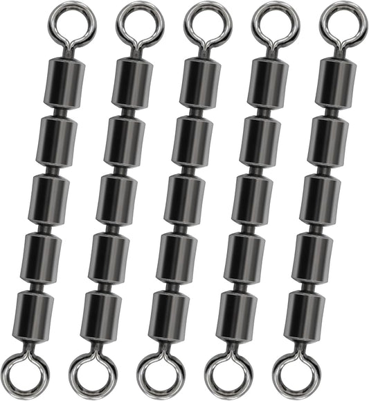 BLUEWING Fishing Barrel Swivels 84lbs/126lbs/209lbs High Speed Multi Link 5 Roller Chain Fishing Swivels Leader Lure Connectors Saltwater Freshwater Tackle, 10pcs