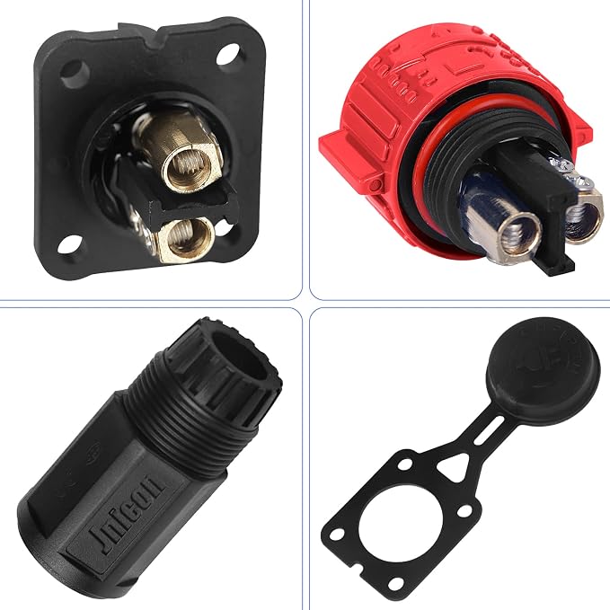 Trolling Motor Plug Receptacle Set, 12V/24V/ 36V/48V Plug for Trolling Motor/Down Rigger/Fishing Reel,Waterproof Marine Boat DC Power Connector