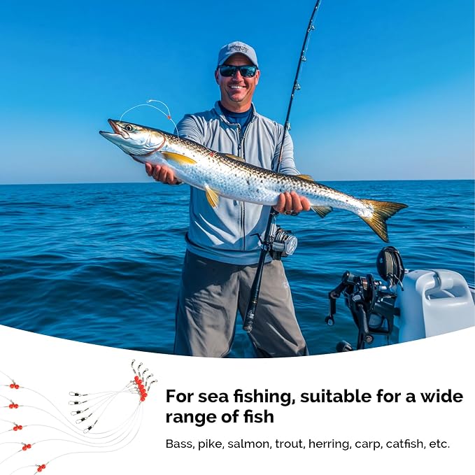 RAINFLOW 6 Pcs 2-Arm Fishing Leaders with Swivels - Stainless Steel & Nylon Wire Leaders for Saltwater & Freshwater Fishing
