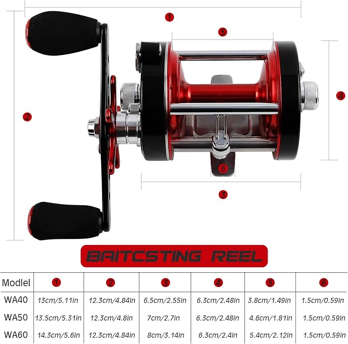 Sougayilang Fishing Reels Round Baitcasting Reel - Conventional Reel - Reinforced Metal Body and Supreme Star Drag