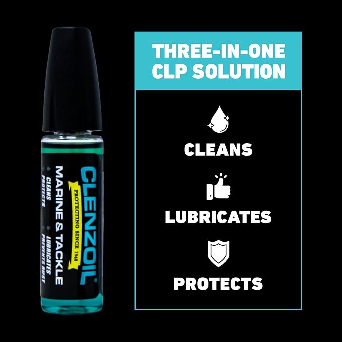 CLENZOIL Marine & Tackle - Fishing Gear Oil Lubricant - for Fish Care Reels, Boat Motors, Downriggers & More - Easily Oils Applicator