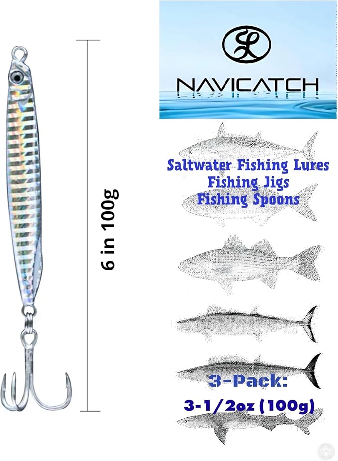 Saltwater Fishing Lures Fishing Jigs Fishing Spoons for Striped bass, Pompano, Spanish Mackerel ，Bluefish