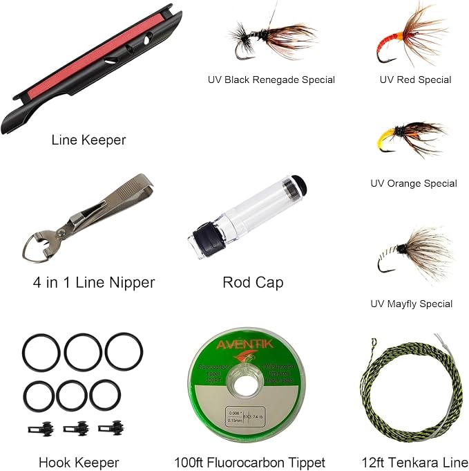 Aventik FreshStart Tenkara Rod in 7ft/8ft,Action 7:3 Complete Beginner Tenkara Rod Kit, 24T Carbon Fiber, Easy to Cast Flexible Durable Lightweight and Compact