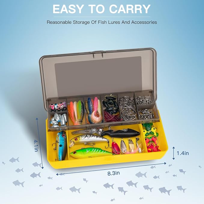 WITOROR Fishing Lures, Tackle Box with Tackle Included, Crankbaits, Spoon, Hooks, Weights & Other Accessories, Fishing Bait Lure Gear Kit Gifts for Men Bass Freshwater