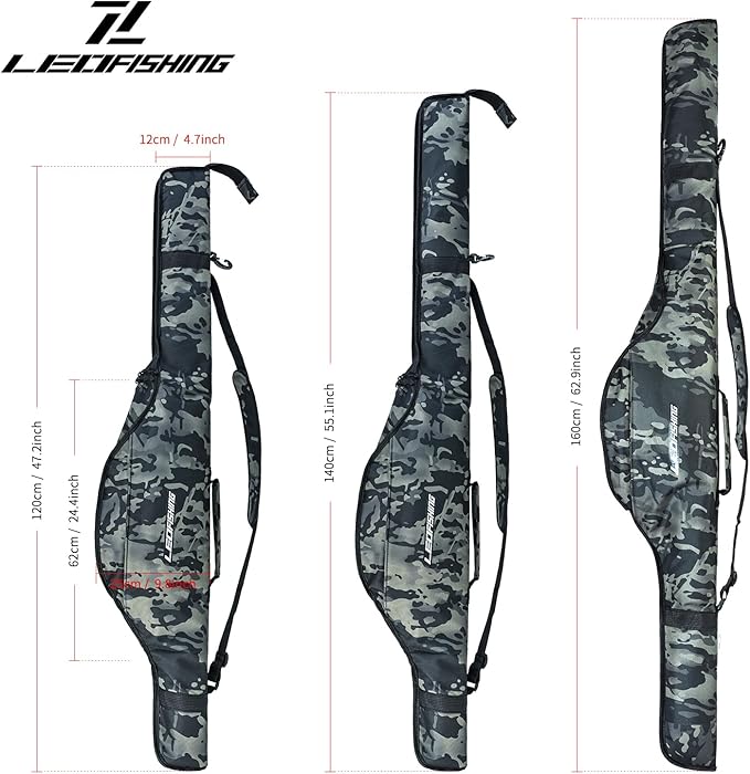 LEOFISHING Portable Folding Fishing Pole Bag 3.94ft/4.59ft/5.25ft Fishing Rod and Reel Protective Case Fishing Tackle Storage Bags Carry Organizer Outdoor for Fishing 3 Size