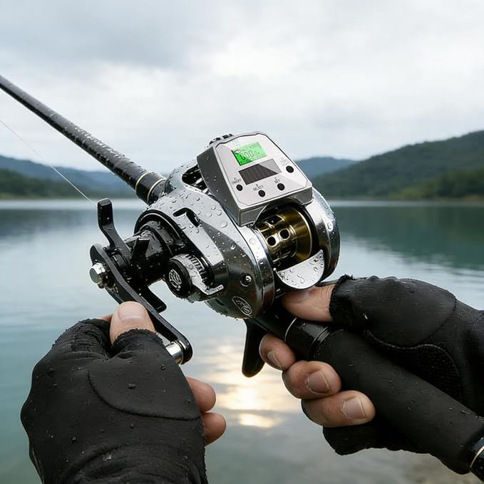 Digital Baitcasting Fishing Reel with LCD Display,8 oz Ultralight Electric Baitcaster Reel, 22-35 Lb Max Drag,6.3:1/7.2:1 Gear Ratio,Left/Right Handed,Compact Design for Freshwater & Saltwater