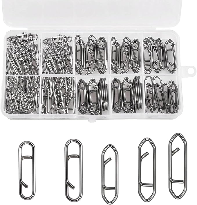 200pcs Fishing Power Clips, High Strength Speed Clips Stainless Steel Quick Change Clip, Freshwater Saltwater Crankbait Popper Lures Fast Link Snap Connector