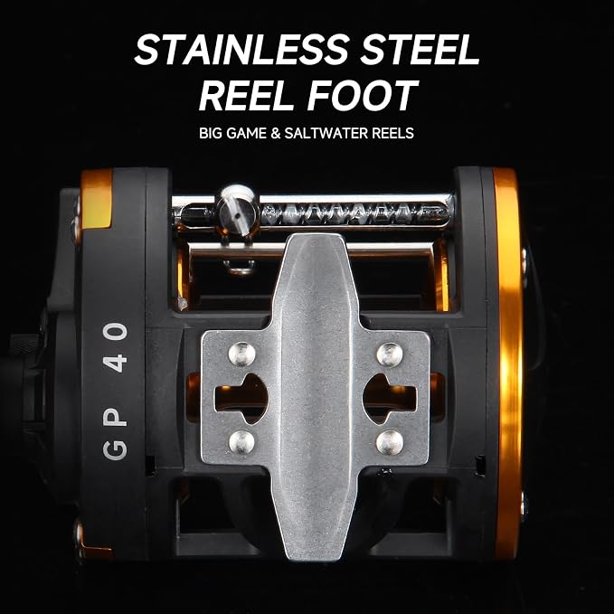 HAUT TON Vortex Baitcasting Fishing Reels, Saltwater Inshore Surf Trolling Reel, Round Baitcaster Reel Up to 44LBS Powerful Max Drag, Conventional Reel for Catfish, Musky, Salmon