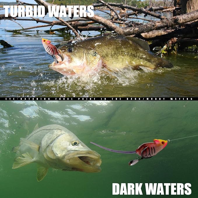 Topwater Mouse Fishing Lures, Realistic Mouse Rat Lure Baits for Bass, Trout, Catfish, Pike, Perch - Rat Lure Includes Tackle Box - Freshwater & Saltwater Angling