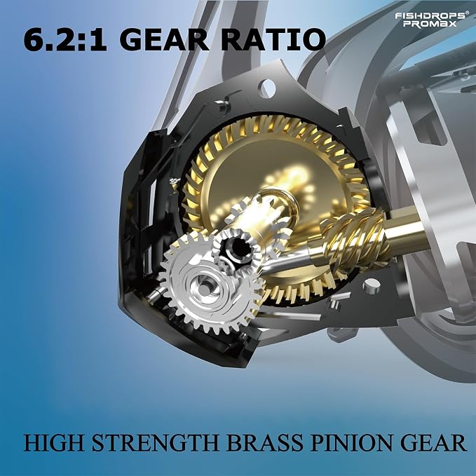 Fishdrops Rhino Spinning Reel, UP to 22LBs Drag & 7+1 BB Fishing Reel, CNC Aluminum Spool & Ultra-Lightweight Handle, for Fresh and Saltwater, 6.2:1 High Speed Gear Ratio