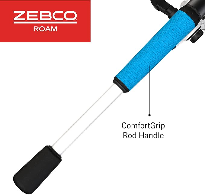 Zebco Roam Spinning Reel and Fishing Rod Combo, 6-Foot Fiberglass Fishing Pole, Split ComfortGrip Handle, Soft-Touch Handle Knob, Changeable Right- or Left-Hand Retrieve