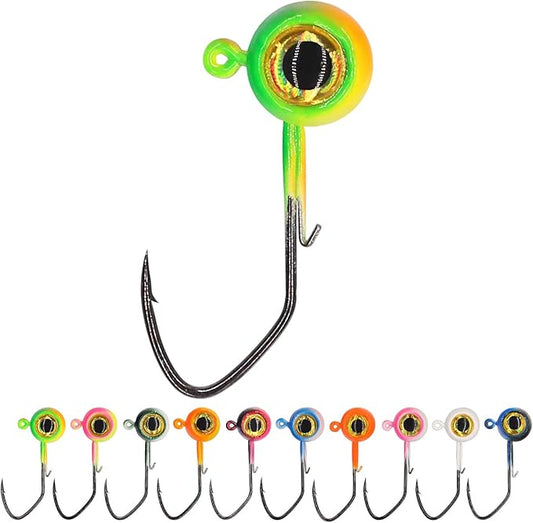 Crappie Jig Heads Kit With Underspin Spinner Blade, Lures and Jigs for Fishing - 30 & 50 Pack, 1/8, 1/16, 1/32 oz
