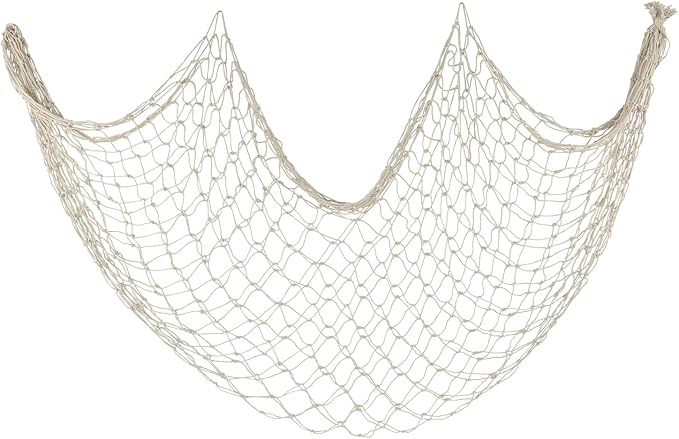 ZUEXT Beige Decorative Fishing Net 80x40 Inch, Large Picture Fish Net, Wall Photo Hanging Fishnet for Nautical Mermaid Pirate Ocean Themed Hawaii Beach Under the Sea Party Decorations