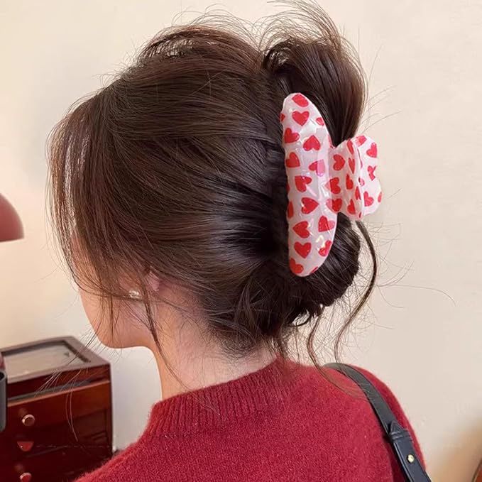 1PCS Heart Hair Claw Clips Hair Clips Strong Hold Hair Clamp Clips for Hair Decoration Pink Heart Laser Design Claw Clips Hairpin for Women Birthday Wedding Hair Accessories