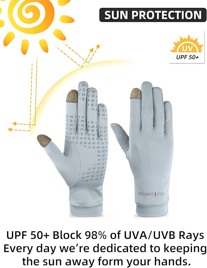 UV Protection Gloves Men's Women's Finger Tip Touchscreen Gloves UPF 50+ Sun Protective Glove for Cycling Fishing Running Hiking Boating Garden Safari Outdoor Activitie