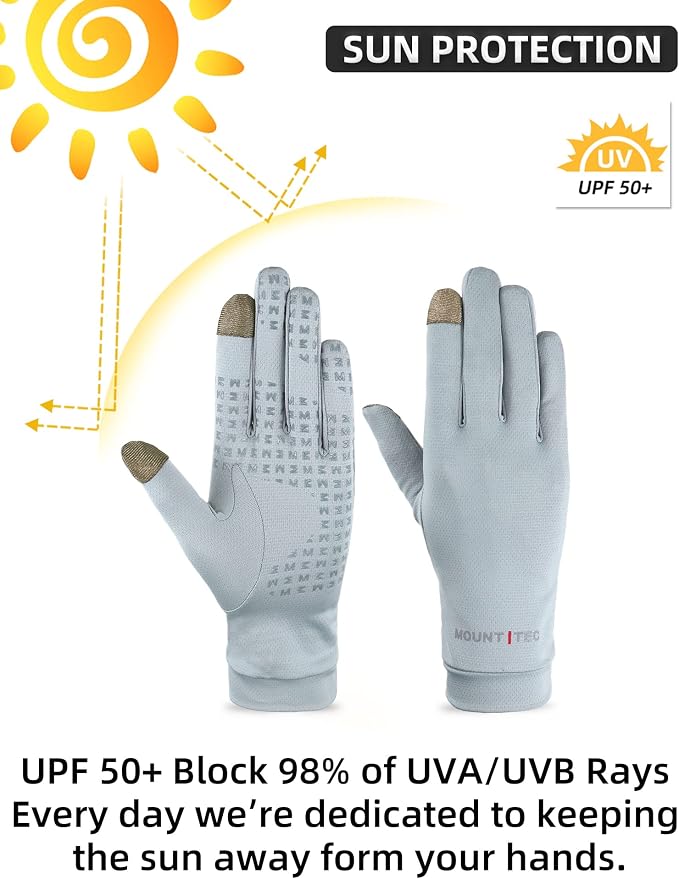 UV Protection Gloves Men's Women's Finger Tip Touchscreen Gloves UPF 50+ Sun Protective Glove for Cycling Fishing Running Hiking Boating Garden Safari Outdoor Activitie