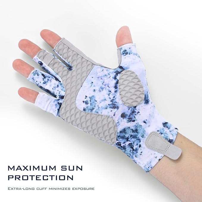 KastKing La Sal Fishing Gloves UPF50+ Sun Gloves UV Protection Fingerless Gloves Men Women for Outdoor, Kayaking, Rowing, Paddling, Canoeing, Hunting