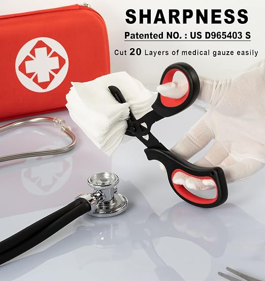 MEUUT 2 Pack Trauma Shears Patented Bandage Scissors for Left and Right Hand - Medical Supplies with 8 inch Heavy Duty Medical Scissors for EMT Workers Nurses