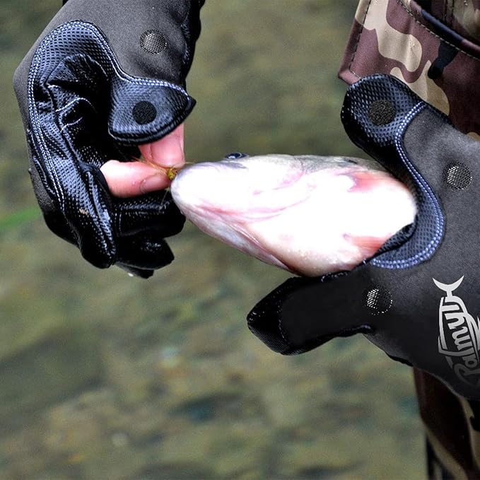 Palmyth Neoprene Fishing Gloves for Men and Women 3 Cut Fingers Flexible Great for Photography Fly Fishing Ice Fishing Running Touchscreen Texting Hiking Jogging Cycling Walking