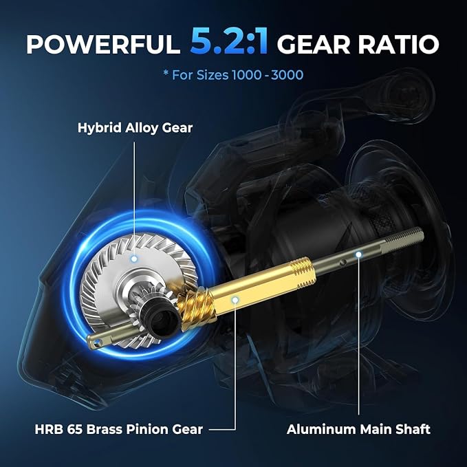 KastKing Verus Spinning Reel, Ultra-Lightweight 5oz Fishing Reel, 5.2:1/6.2:1 Gear Ratio, Aerodynamic Reel Rotor, 10+1 Stainless Steel Bearings, Lightweight Nylitech Body&Rotor, Carbon Fiber Drag