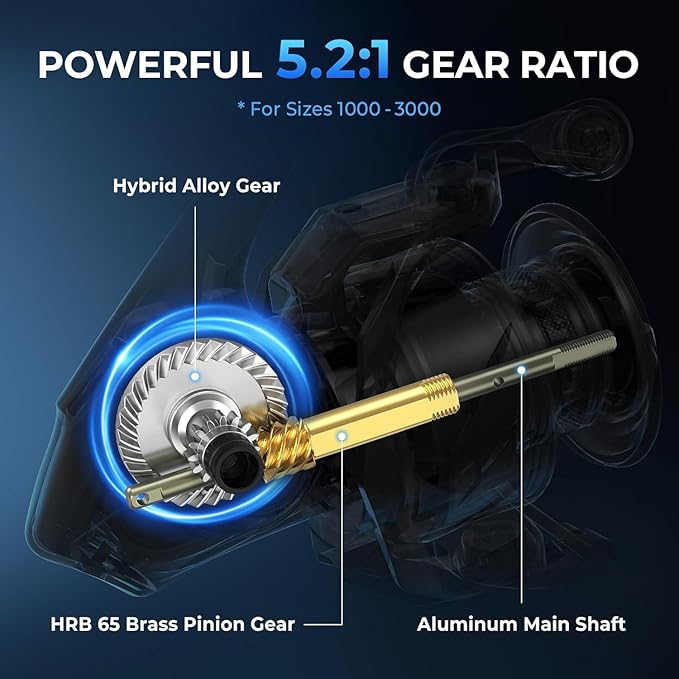 KastKing Verus Spinning Reel, Ultra-Lightweight 5oz Fishing Reel, 5.2:1/6.2:1 Gear Ratio, Aerodynamic Reel Rotor, 10+1 Stainless Steel Bearings, Lightweight Nylitech Body&Rotor, Carbon Fiber Drag