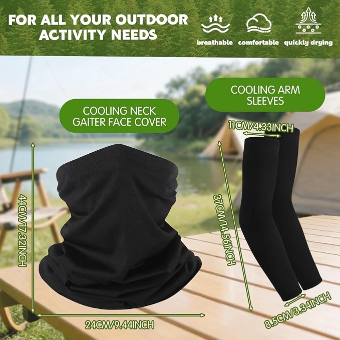 Syhood Solar Powered Fan Hat Neck Gaiter Arm Sleeves Sun Bucket Hat with Fan Cooling Wide Brim Hats for Fishing Hiking