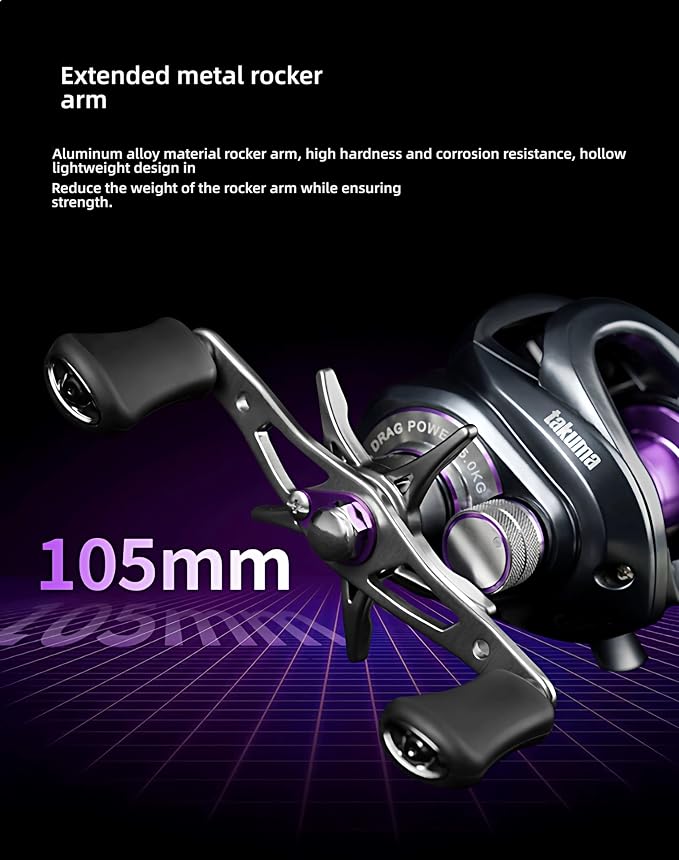 Electronic Brake baitcasting Reel Takuma P1DC Electronic Intelligent Brake Baitcasting, Self-Powered with Gear Infinite Sensing Adjustment, Digital Control smart Lure Fishing Lure Reel